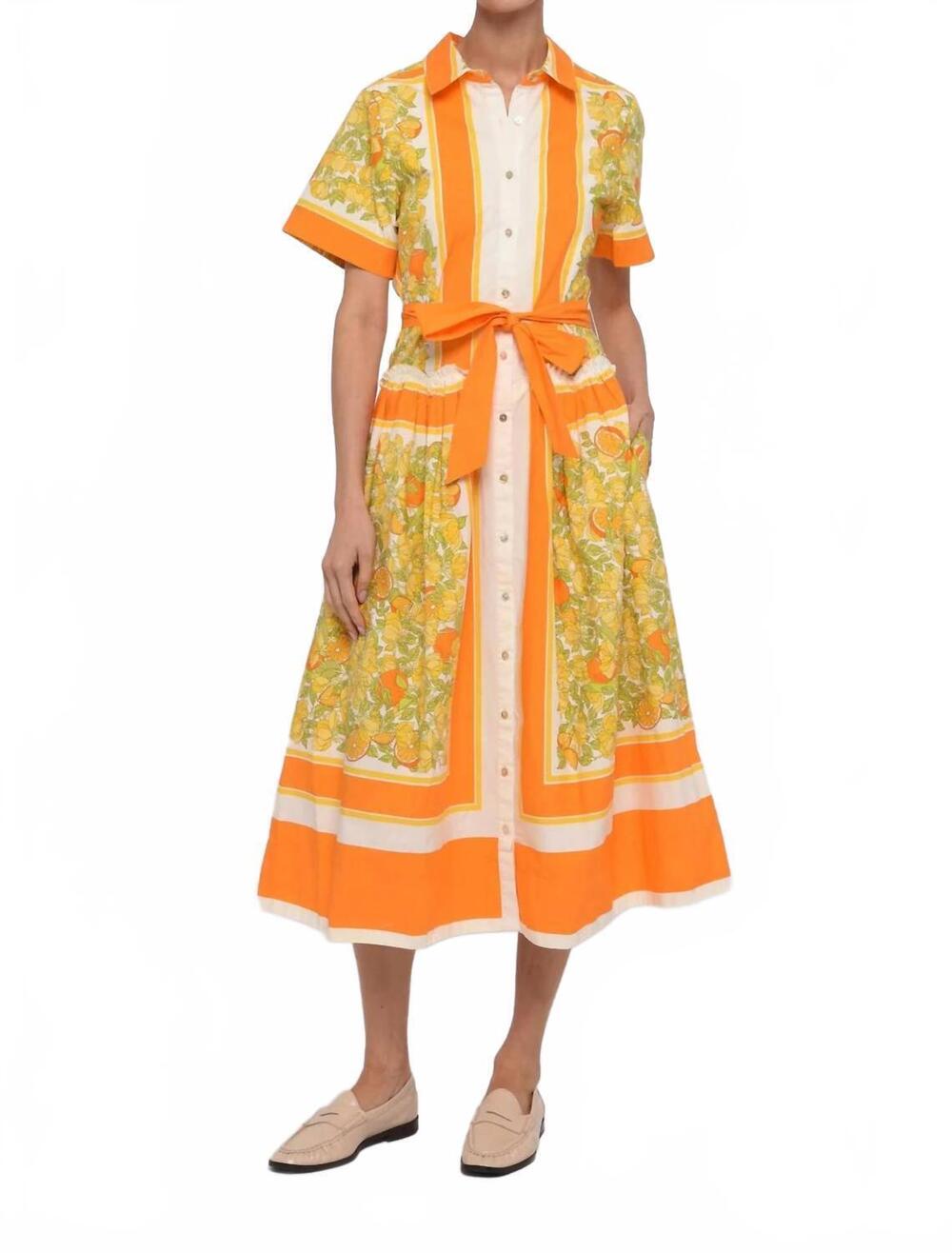 NEW LOVE THE LABEL drew midi dress in orange blossom print